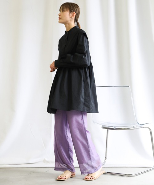 select MOCA(セレクトモカ)の「スタンドカラーフロントタブデザインシャツ(シャツ/ブラウス・レディース・ホワイト/ブラック/ミント/オレンジ/ネイビー・FREE)」の8枚目の写真