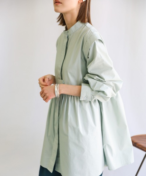 select MOCA(セレクトモカ)の「スタンドカラーフロントタブデザインシャツ(シャツ/ブラウス・レディース・ホワイト/ブラック/ミント/オレンジ/ネイビー・FREE)」の13枚目の写真