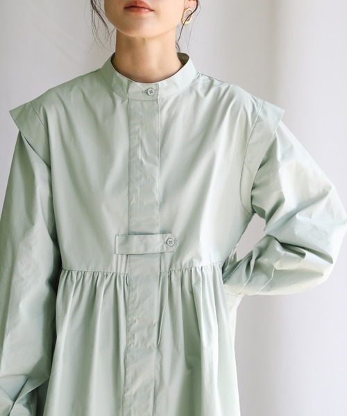 select MOCA(セレクトモカ)の「スタンドカラーフロントタブデザインシャツ(シャツ/ブラウス・レディース・ホワイト/ブラック/ミント/オレンジ/ネイビー・FREE)」の9枚目の写真