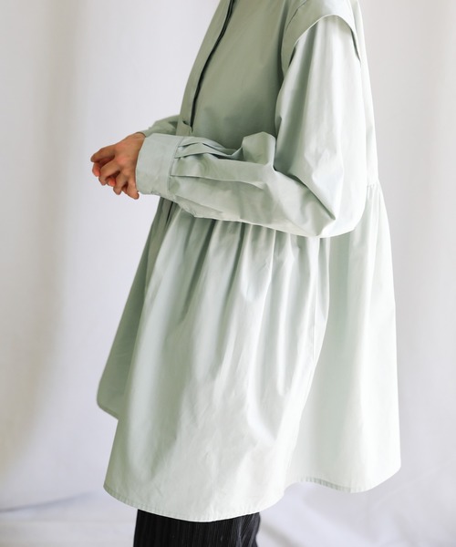 select MOCA(セレクトモカ)の「スタンドカラーフロントタブデザインシャツ(シャツ/ブラウス・レディース・ホワイト/ブラック/ミント/オレンジ/ネイビー・FREE)」の10枚目の写真