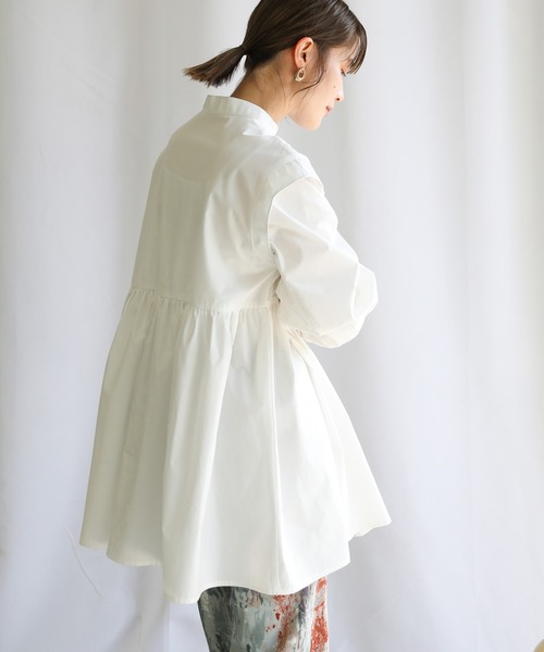 select MOCA(セレクトモカ)の「スタンドカラーフロントタブデザインシャツ(シャツ/ブラウス・レディース・ホワイト/ブラック/ミント/オレンジ/ネイビー・FREE)」の19枚目の写真