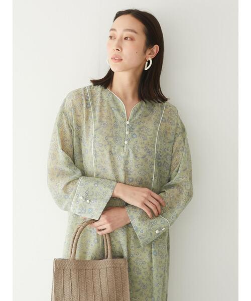 Green　Parks（グリーンパークス）の「フラワーパイピングサックワンピース＊（ワンピース・レディース・ブラック/グリーン/アイボリー・FREE）」の9枚目の写真