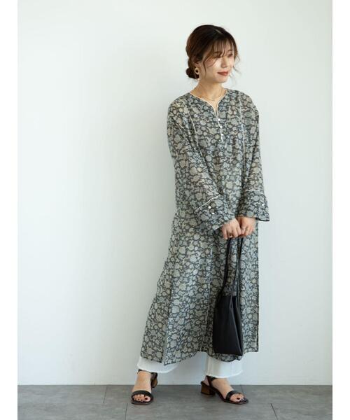 Green　Parks（グリーンパークス）の「フラワーパイピングサックワンピース＊（ワンピース・レディース・ブラック/グリーン/アイボリー・FREE）」の13枚目の写真