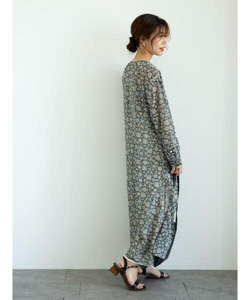 Green　Parks（グリーンパークス）の「フラワーパイピングサックワンピース＊（ワンピース・レディース・ブラック/グリーン/アイボリー・FREE）」の14枚目の写真