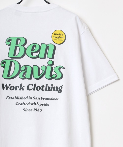 BEN DAVIS(ベンデイビス)の「BEN DAVIS/ベンデイビス バックプリント イラスト オーバルロゴ Tシャツ(Tシャツ/カットソー・メンズ・ホワイト/ブラック/パープル/グレイッシュブルー/グレー系その他/ホワイト系その他/グリーン系その他/ピンク系その他・M/L/XL)」の3枚目の写真