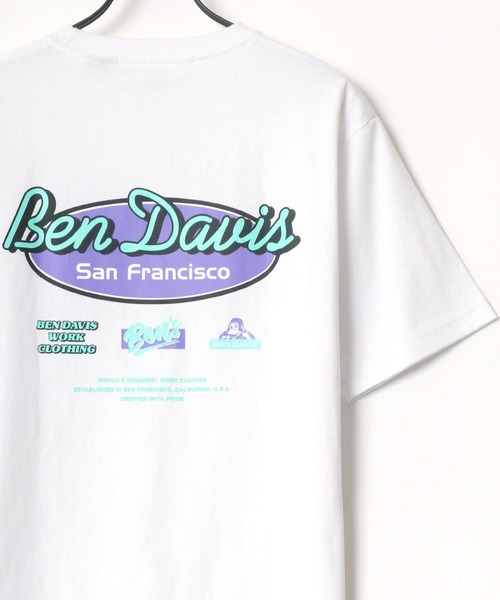 BEN DAVIS(ベンデイビス)の「BEN DAVIS/ベンデイビス バックプリント イラスト オーバルロゴ Tシャツ(Tシャツ/カットソー・メンズ・ホワイト/ブラック/パープル/グレイッシュブルー/グレー系その他/ホワイト系その他/グリーン系その他/ピンク系その他・M/L/XL)」の2枚目の写真