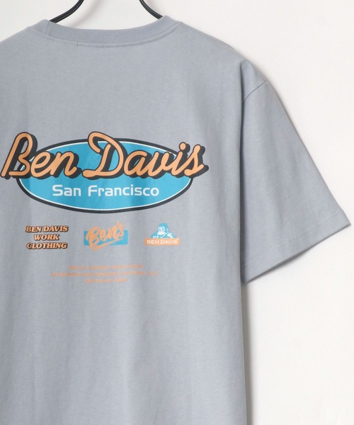 BEN DAVIS(ベンデイビス)の「BEN DAVIS/ベンデイビス バックプリント イラスト オーバルロゴ Tシャツ(Tシャツ/カットソー・メンズ・ホワイト/ブラック/パープル/グレイッシュブルー/グレー系その他/ホワイト系その他/グリーン系その他/ピンク系その他・M/L/XL)」の6枚目の写真