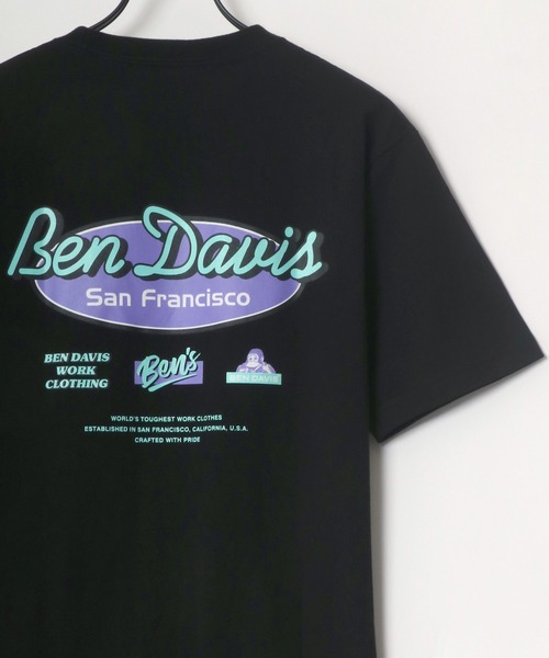 BEN DAVIS(ベンデイビス)の「BEN DAVIS/ベンデイビス バックプリント イラスト オーバルロゴ Tシャツ(Tシャツ/カットソー・メンズ・ホワイト/ブラック/パープル/グレイッシュブルー/グレー系その他/ホワイト系その他/グリーン系その他/ピンク系その他・M/L/XL)」の4枚目の写真