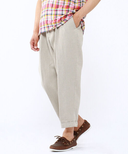 BEAMS PLUS リネン 2プリーツパンツ リネン L BEAMS PLUS（ビームス プラス）2 Pleats Trousers Twill Linen
