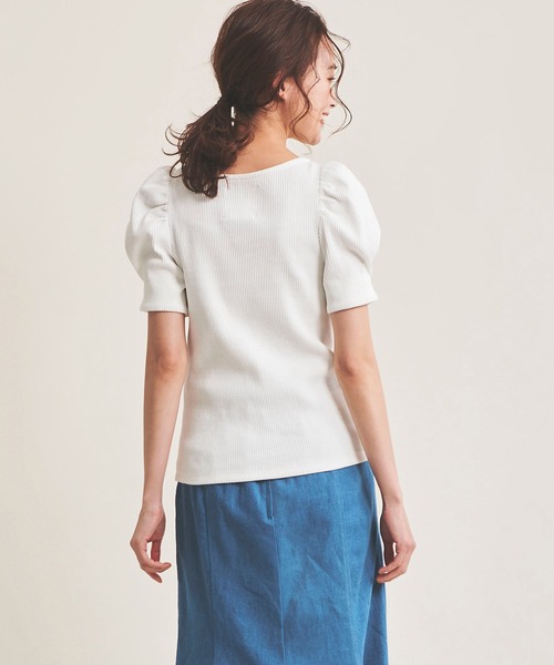 The Virgnia(ザ ヴァージニア)の「パフスリーブカットトップス(Tシャツ/カットソー・レディース・ブラック/オフホワイト・FREE)」の5枚目の写真