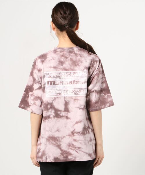 MANASTASH（マナスタッシュ）の「MANASTASH/マナスタッシュ　W-s TIEDYE LEAF LOGO ウィメンズタイダイリーフロゴ（Tシャツ/カットソー・レディース・ベージュ/ブラウン/グリーン・MEDIUM）」の7枚目の写真