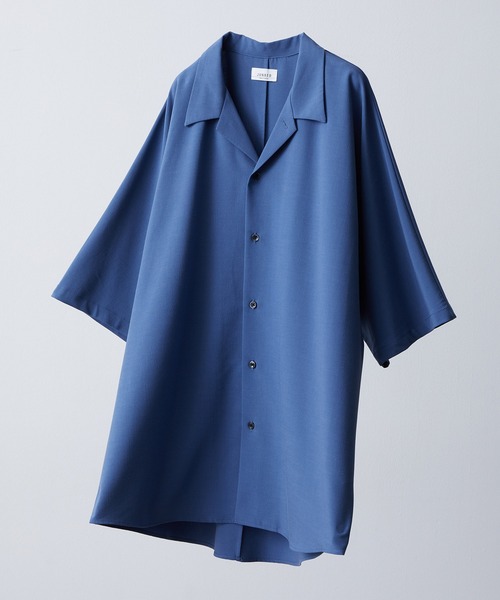 JUNRED（ジュンレッド）の「【セットアップ対応】エアリーストレッチドルマン半袖シャツ（シャツ/ブラウス・メンズ・ダークブラウン/ブルー/ライトグレー・S/M/L）」の3枚目の写真