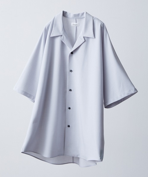 JUNRED（ジュンレッド）の「【セットアップ対応】エアリーストレッチドルマン半袖シャツ（シャツ/ブラウス・メンズ・ダークブラウン/ブルー/ライトグレー・S/M/L）」の2枚目の写真