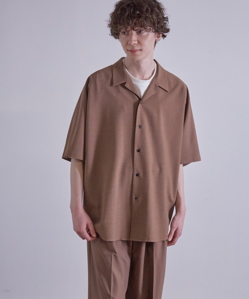 JUNRED（ジュンレッド）の「【セットアップ対応】エアリーストレッチドルマン半袖シャツ（シャツ/ブラウス・メンズ・ダークブラウン/ブルー/ライトグレー・S/M/L）」の7枚目の写真