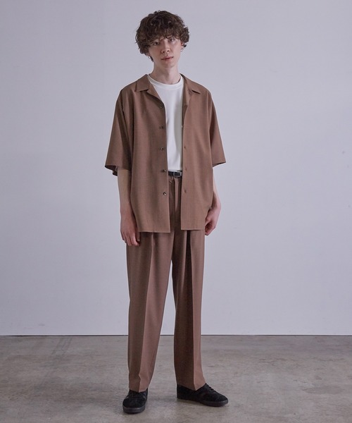 JUNRED（ジュンレッド）の「【セットアップ対応】エアリーストレッチドルマン半袖シャツ（シャツ/ブラウス・メンズ・ダークブラウン/ブルー/ライトグレー・S/M/L）」の4枚目の写真