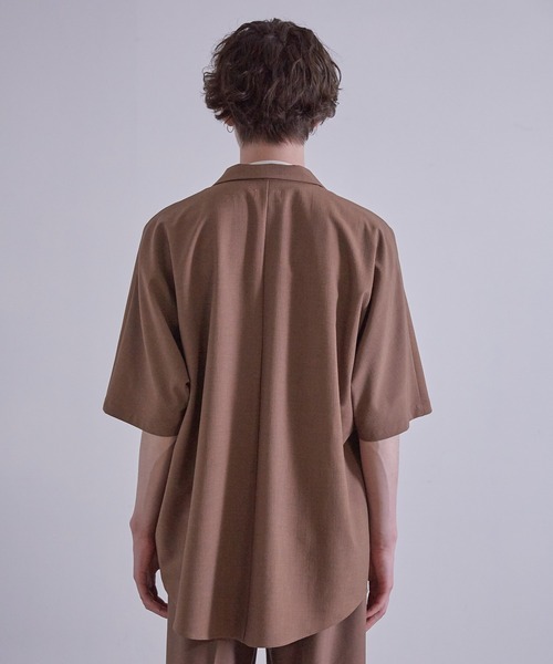 JUNRED（ジュンレッド）の「【セットアップ対応】エアリーストレッチドルマン半袖シャツ（シャツ/ブラウス・メンズ・ダークブラウン/ブルー/ライトグレー・S/M/L）」の11枚目の写真