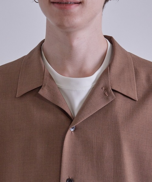 JUNRED（ジュンレッド）の「【セットアップ対応】エアリーストレッチドルマン半袖シャツ（シャツ/ブラウス・メンズ・ダークブラウン/ブルー/ライトグレー・S/M/L）」の6枚目の写真