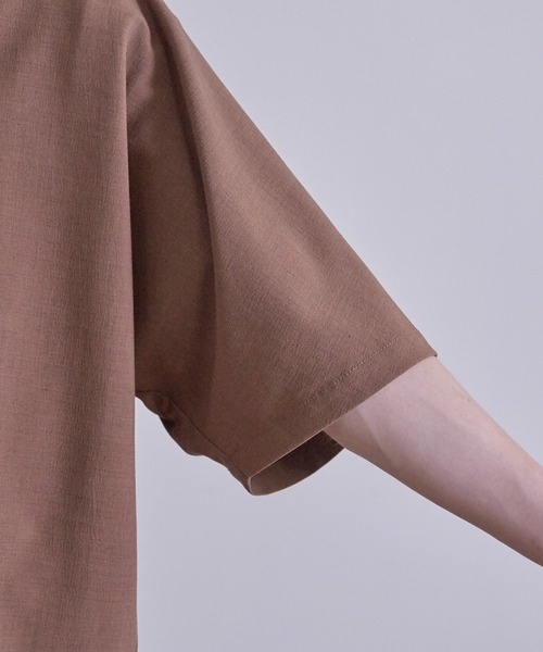 JUNRED（ジュンレッド）の「【セットアップ対応】エアリーストレッチドルマン半袖シャツ（シャツ/ブラウス・メンズ・ダークブラウン/ブルー/ライトグレー・S/M/L）」の8枚目の写真