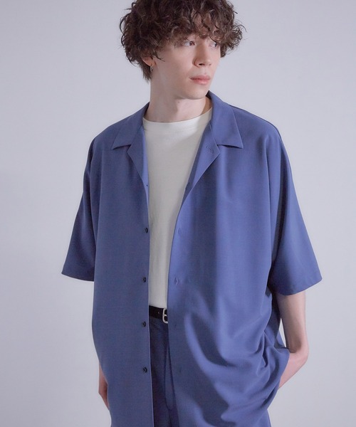 JUNRED（ジュンレッド）の「【セットアップ対応】エアリーストレッチドルマン半袖シャツ（シャツ/ブラウス・メンズ・ダークブラウン/ブルー/ライトグレー・S/M/L）」の17枚目の写真