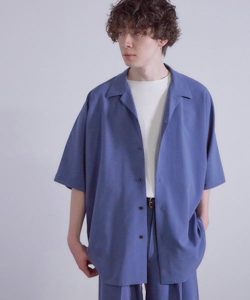 JUNRED（ジュンレッド）の「【セットアップ対応】エアリーストレッチドルマン半袖シャツ（シャツ/ブラウス・メンズ・ダークブラウン/ブルー/ライトグレー・S/M/L）」の18枚目の写真