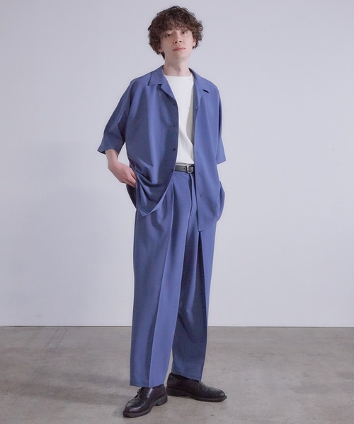 JUNRED（ジュンレッド）の「【セットアップ対応】エアリーストレッチドルマン半袖シャツ（シャツ/ブラウス・メンズ・ダークブラウン/ブルー/ライトグレー・S/M/L）」の22枚目の写真