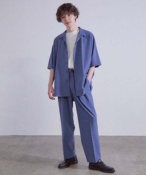 JUNRED（ジュンレッド）の「【セットアップ対応】エアリーストレッチドルマン半袖シャツ（シャツ/ブラウス・メンズ・ダークブラウン/ブルー/ライトグレー・S/M/L）」の21枚目の写真