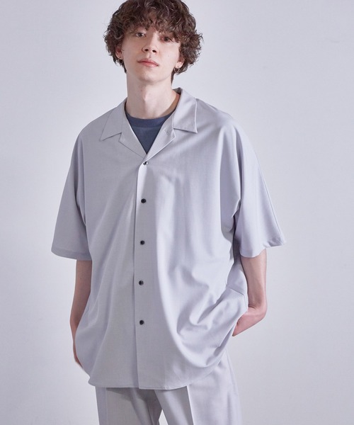 JUNRED（ジュンレッド）の「【セットアップ対応】エアリーストレッチドルマン半袖シャツ（シャツ/ブラウス・メンズ・ダークブラウン/ブルー/ライトグレー・S/M/L）」の16枚目の写真