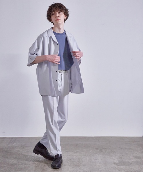 JUNRED（ジュンレッド）の「【セットアップ対応】エアリーストレッチドルマン半袖シャツ（シャツ/ブラウス・メンズ・ダークブラウン/ブルー/ライトグレー・S/M/L）」の19枚目の写真