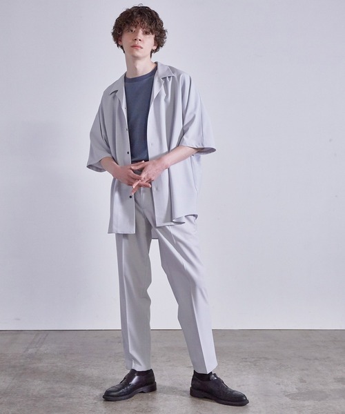 JUNRED（ジュンレッド）の「【セットアップ対応】エアリーストレッチドルマン半袖シャツ（シャツ/ブラウス・メンズ・ダークブラウン/ブルー/ライトグレー・S/M/L）」の20枚目の写真