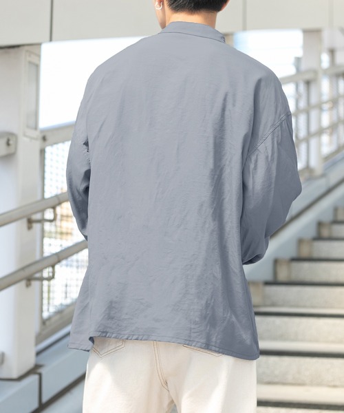 PairPair（ペアペア）の「ルーズチャイナシャツ(ユニセックス)（シャツ/ブラウス・メンズ・グレイッシュブルー/グレイッシュベージュ・LARGE/MEDIUM）」の7枚目の写真