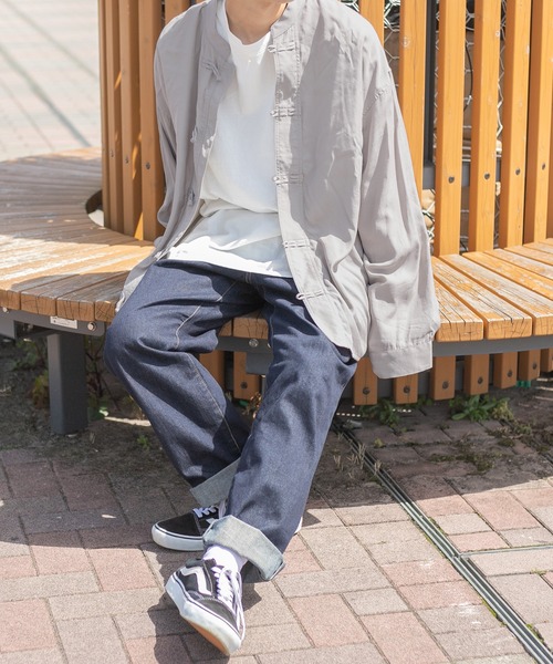 PairPair（ペアペア）の「ルーズチャイナシャツ(ユニセックス)（シャツ/ブラウス・メンズ・グレイッシュブルー/グレイッシュベージュ・LARGE/MEDIUM）」の15枚目の写真