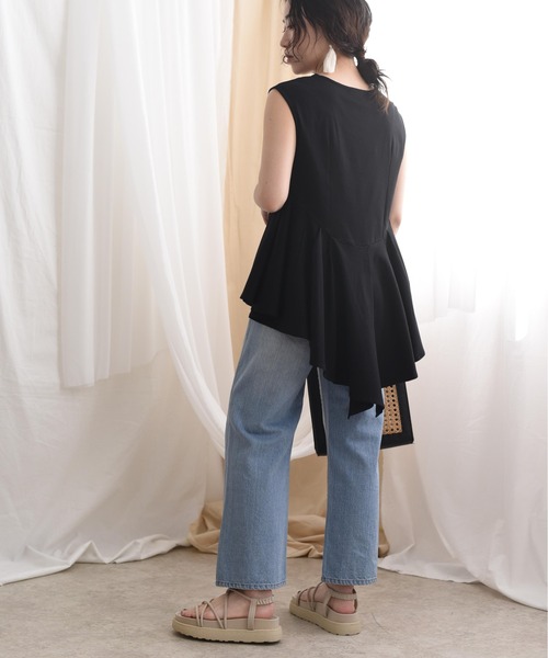 LHELBIE(レルビエ)の「フレアデザインカットトップス(Tシャツ/カットソー・レディース・ブラック/オフホワイト/ターコイズブルー・M)」の22枚目の写真