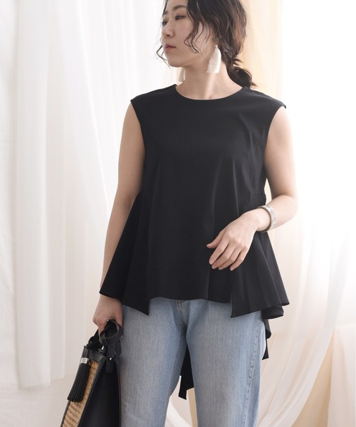 LHELBIE(レルビエ)の「フレアデザインカットトップス(Tシャツ/カットソー・レディース・ブラック/オフホワイト/ターコイズブルー・M)」の12枚目の写真