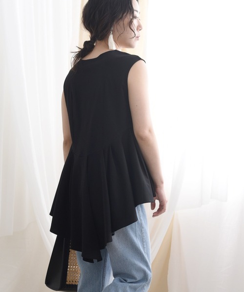 LHELBIE(レルビエ)の「フレアデザインカットトップス(Tシャツ/カットソー・レディース・ブラック/オフホワイト/ターコイズブルー・M)」の9枚目の写真