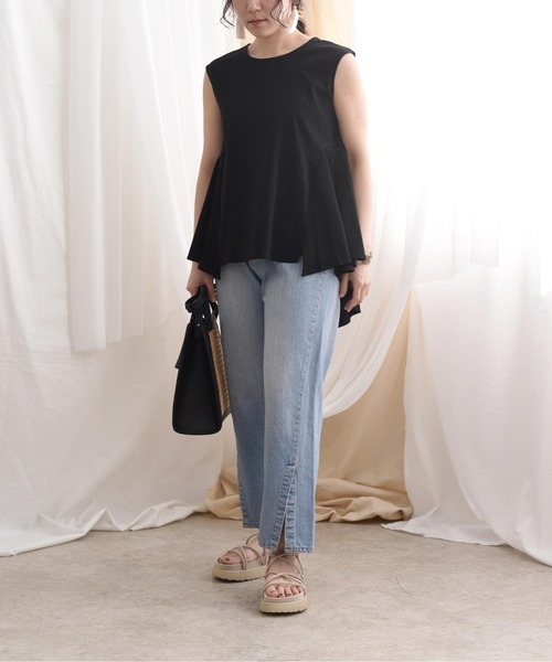 LHELBIE(レルビエ)の「フレアデザインカットトップス(Tシャツ/カットソー・レディース・ブラック/オフホワイト/ターコイズブルー・M)」の18枚目の写真