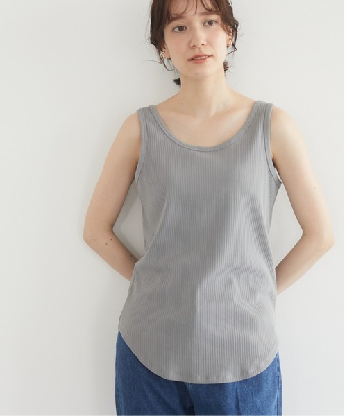 Green Parks(グリーンパークス)の「2WAY テレコタンクトップ*(タンクトップ・レディース・グレー/アイボリー/カーキ/ブラック・FREE)」の4枚目の写真