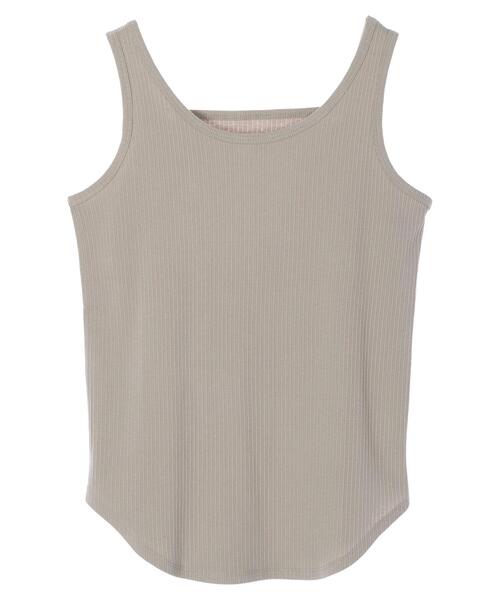 Green Parks(グリーンパークス)の「2WAY テレコタンクトップ*(タンクトップ・レディース・グレー/アイボリー/カーキ/ブラック・FREE)」の1枚目の写真