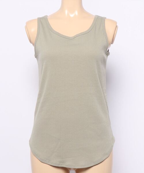 Green Parks(グリーンパークス)の「2WAY テレコタンクトップ*(タンクトップ・レディース・グレー/アイボリー/カーキ/ブラック・FREE)」の7枚目の写真