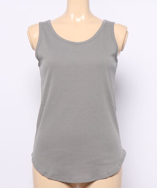 Green Parks(グリーンパークス)の「2WAY テレコタンクトップ*(タンクトップ・レディース・グレー/アイボリー/カーキ/ブラック・FREE)」の8枚目の写真