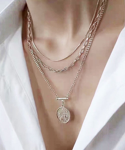 Ree&Mee（リーアンドミー）の「Ree＆Mee アンティーク 3連コイン ネックレス（ネックレス・メンズ・シルバー・FREE）」の12枚目の写真