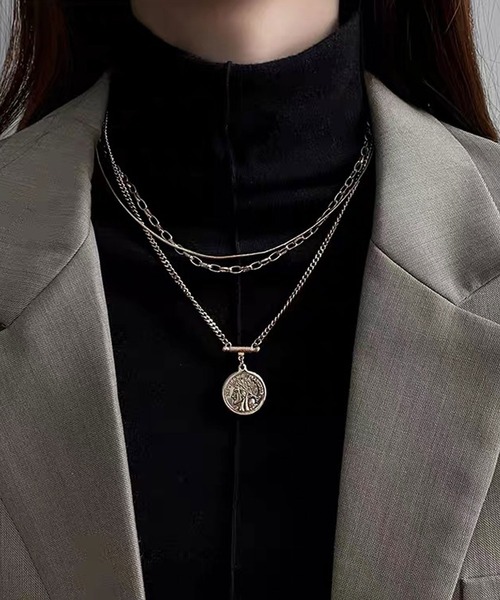 Ree&Mee（リーアンドミー）の「Ree＆Mee アンティーク 3連コイン ネックレス（ネックレス・メンズ・シルバー・FREE）」の10枚目の写真