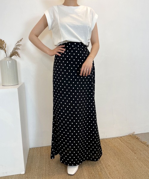 CEMONEMO（セモネモ）の「ドット マーメイド フレアスカート（スカート・レディース・ホワイト/ブラック・FREE）」の2枚目の写真