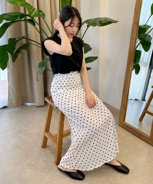 CEMONEMO（セモネモ）の「ドット マーメイド フレアスカート（スカート・レディース・ホワイト/ブラック・FREE）」の7枚目の写真