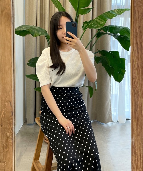 CEMONEMO（セモネモ）の「ドット マーメイド フレアスカート（スカート・レディース・ホワイト/ブラック・FREE）」の16枚目の写真