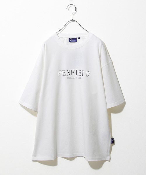 PEN FIELD（ペンフィールド）の「【別注】【PEN FIELD】 センターシンプルロゴプリントオーバーサイズ半袖Tシャツ（Tシャツ/カットソー・レディース・ブラック/ネイビー/カーキ/ホワイト×レッド/ホワイト×ブラック/オートミール・MEDIUM/LARGE/X-LARGE）」の3枚目の写真