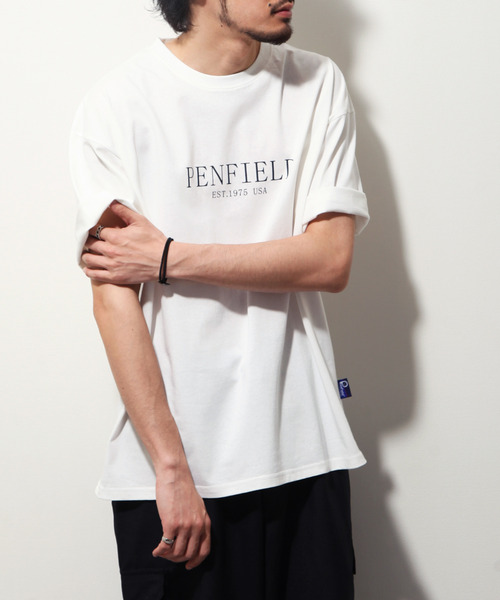 PEN FIELD（ペンフィールド）の「【別注】【PEN FIELD】 センターシンプルロゴプリントオーバーサイズ半袖Tシャツ（Tシャツ/カットソー・レディース・ブラック/ネイビー/カーキ/ホワイト×レッド/ホワイト×ブラック/オートミール・MEDIUM/LARGE/X-LARGE）」の13枚目の写真