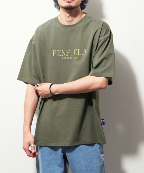PEN FIELD（ペンフィールド）の「【別注】【PEN FIELD】 センターシンプルロゴプリントオーバーサイズ半袖Tシャツ（Tシャツ/カットソー・レディース・ブラック/ネイビー/カーキ/ホワイト×レッド/ホワイト×ブラック/オートミール・MEDIUM/LARGE/X-LARGE）」の9枚目の写真