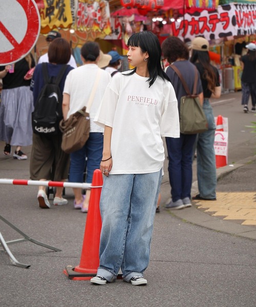 PEN FIELD（ペンフィールド）の「【別注】【PEN FIELD】 センターシンプルロゴプリントオーバーサイズ半袖Tシャツ（Tシャツ/カットソー・レディース・ブラック/ネイビー/カーキ/ホワイト×レッド/ホワイト×ブラック/オートミール・MEDIUM/LARGE/X-LARGE）」の15枚目の写真