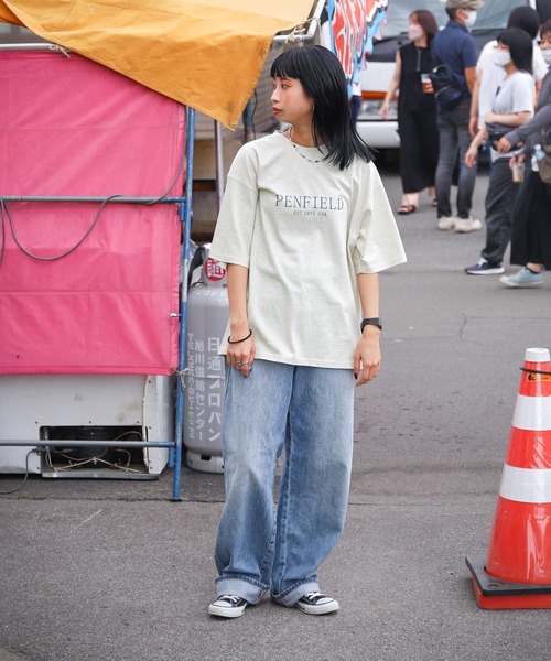 PEN FIELD（ペンフィールド）の「【別注】【PEN FIELD】 センターシンプルロゴプリントオーバーサイズ半袖Tシャツ（Tシャツ/カットソー・レディース・ブラック/ネイビー/カーキ/ホワイト×レッド/ホワイト×ブラック/オートミール・MEDIUM/LARGE/X-LARGE）」の21枚目の写真