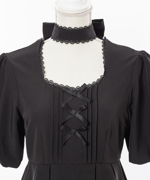 DearMyLove（ディアマイラブ）の「バルーン袖リボンリボンワンピース（ワンピース・レディース・ブラック/グレー・MEDIUM/LARGE）」の15枚目の写真